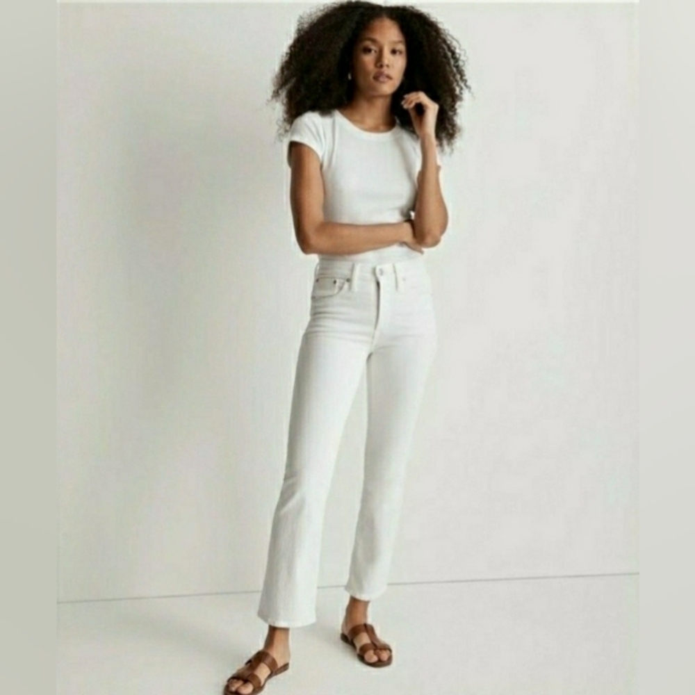 NWT Madewell Mid-Rise Kick Out White Jeans size 31